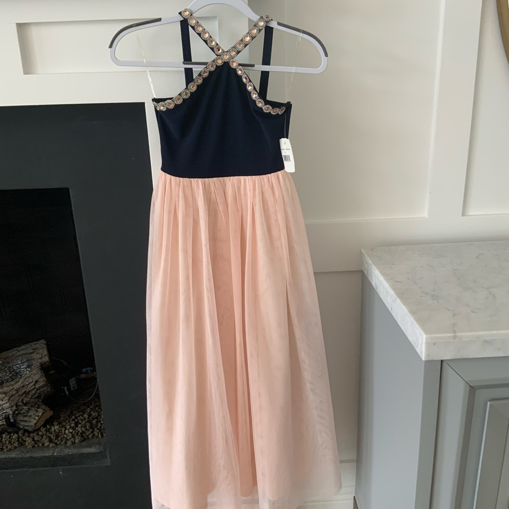 Blue and Pink Halter Sundress for Prom